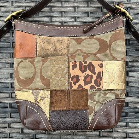Coach Brown Leather Patchwork Cross Body Bag - Picture 4 of 17